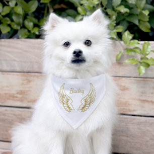 PERSONALISED GOLD ANGEL WINGS PET BANDANA COLLAR