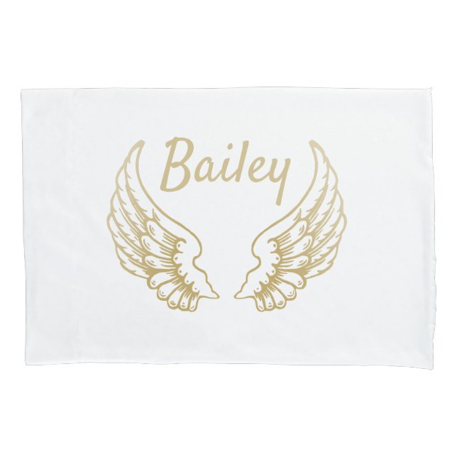 PERSONALISED GOLD ANGEL WINGS PILLOW CASE (Front)