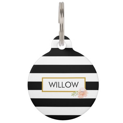 Personalised Gold Black and White Striped Pet ID Tag