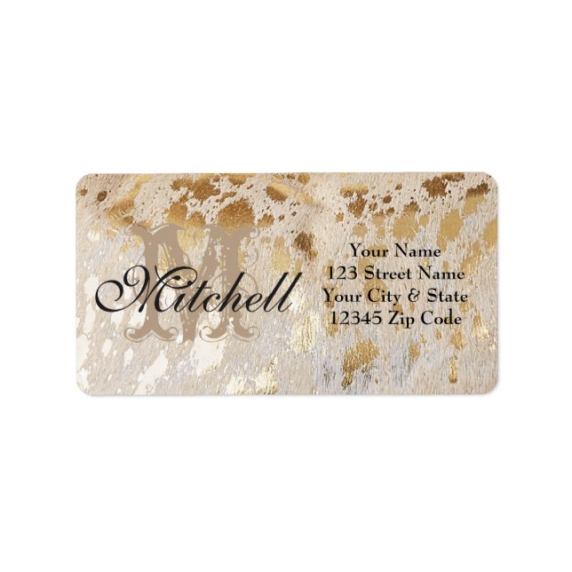 Personalised Gold cowhide return address labels (Front)