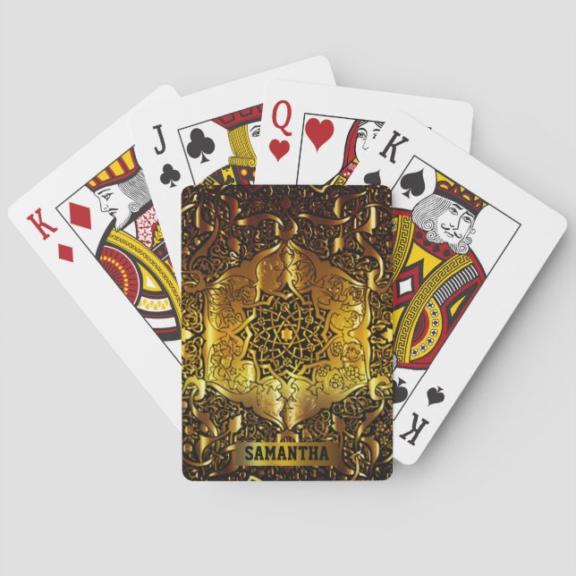 Personalised gold designplaying cards (Back)