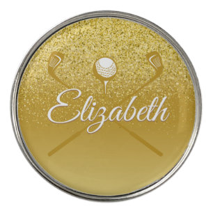 Personalised Gold Glitter Golf Ball Classic Golf Ball Marker