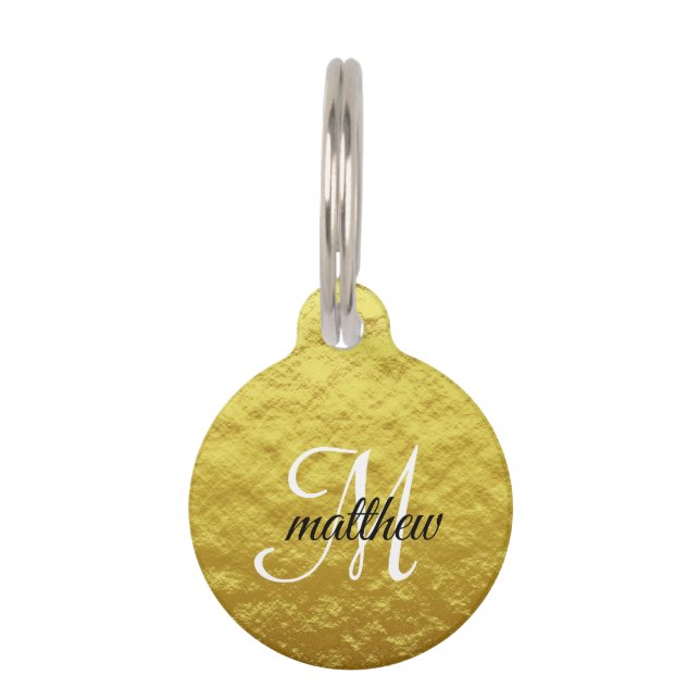 Personalised Gold Monogram Name Pet ID Tag (Front)