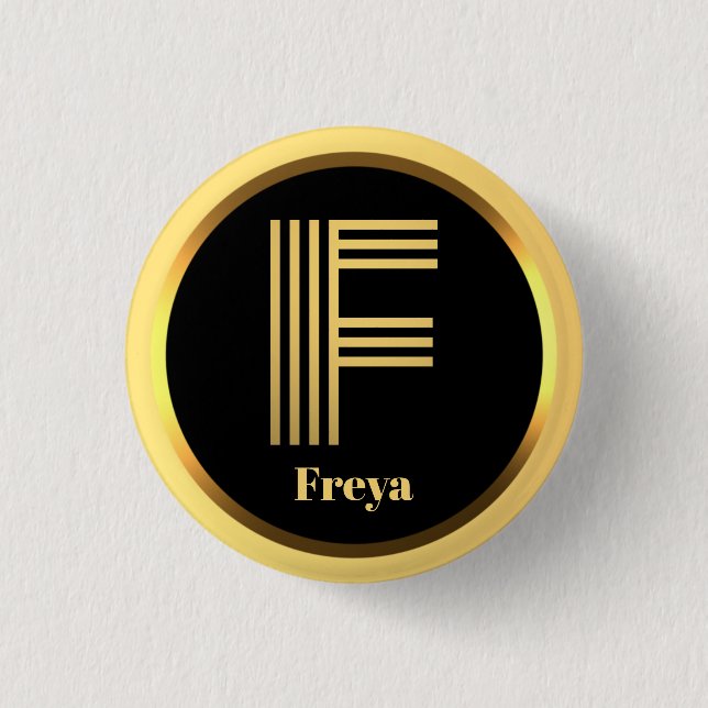 Personalised Gold Monogrammed Letter F Button (Front)