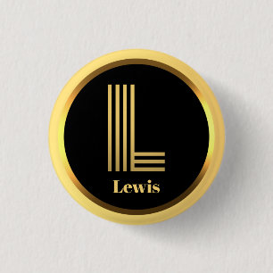 Personalised Gold Monogrammed Letter L Button