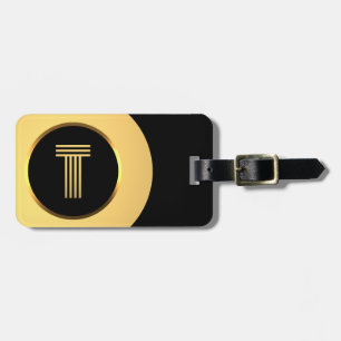 Personalised Gold Monogrammed Letter T Luggage Tag