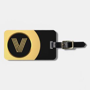 Personalised Gold Monogrammed Letter V Luggage Tag