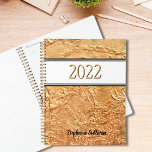 Personalised Gold Planner<br><div class="desc">This elegant Planner is decorated with a textured effect print in faux gold.
Customize it by changing the name and the year.</div>
