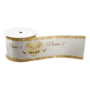 Personalised Golden Anniversary Ribbon, 50 Years Satin Ribbon