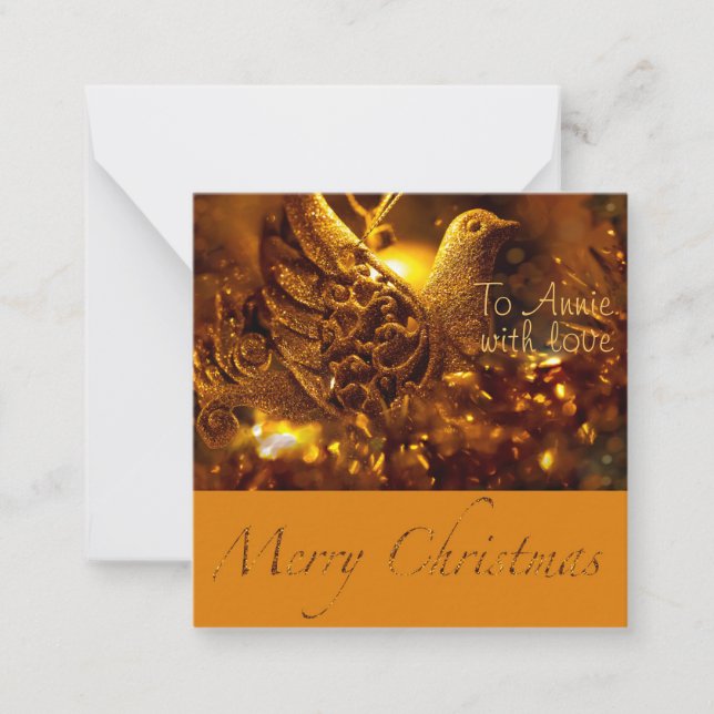 Personalised golden dove Christmas traditional  Note Card (Front)