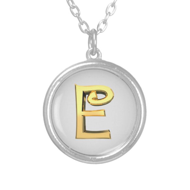 Personalised Golden Letter E Silver Plated Necklace (Front)