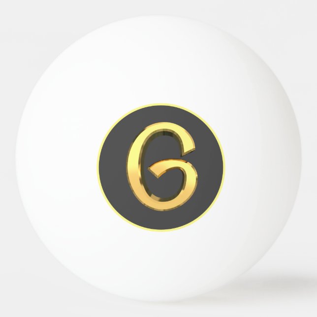 Personalised Golden Letter G Ping Pong Ball (Front)