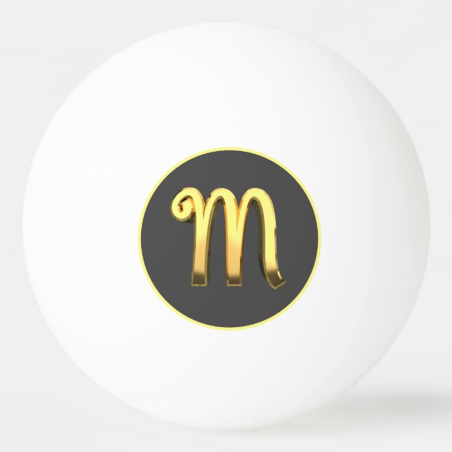 Personalised Golden Letter M Ping Pong Ball (Front)