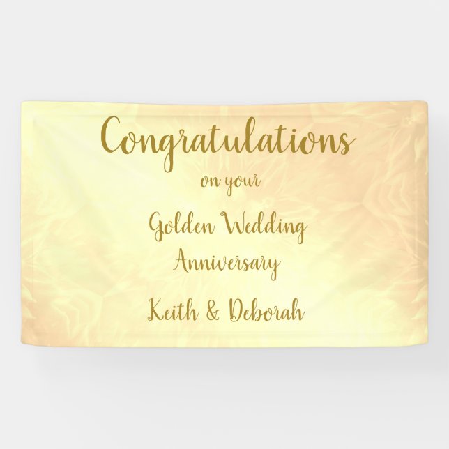 Personalised Golden Wedding Anniversary Banner (Horizontal)