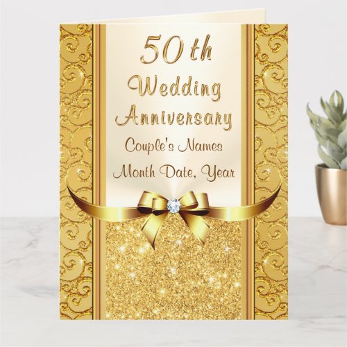 Personalised Golden Wedding Anniversary Cards BIG Card