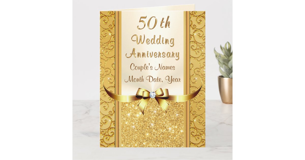 Personalised Golden Wedding Anniversary Cards, BIG Card | Zazzle