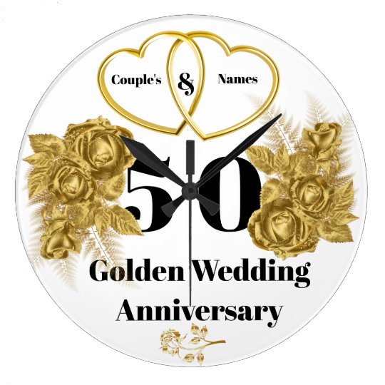 Personalised Golden Wedding Anniversary Gift Clock