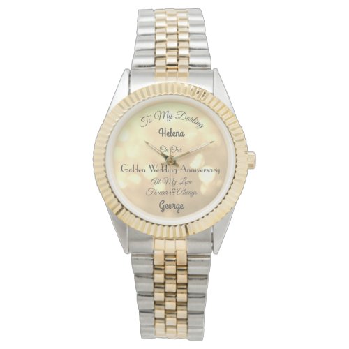 Personalised Golden Wedding Anniversary Watch