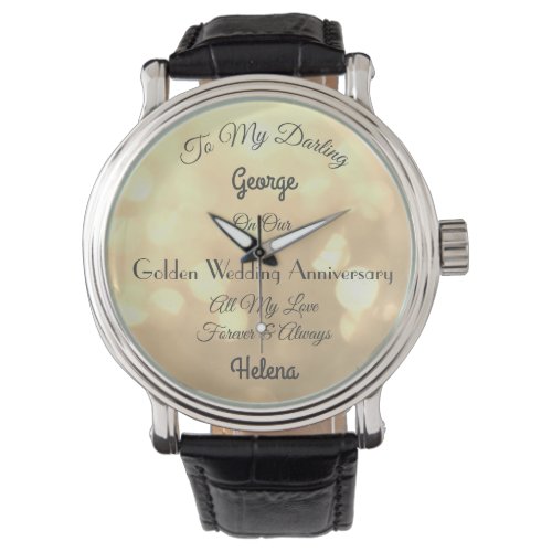 Personalised Golden Wedding Anniversary Watch