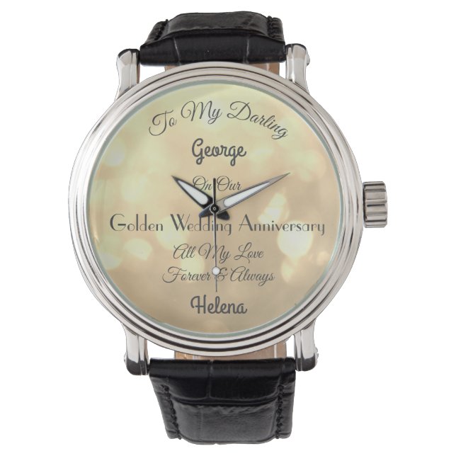 Personalised Golden Wedding Anniversary Watch (Front)