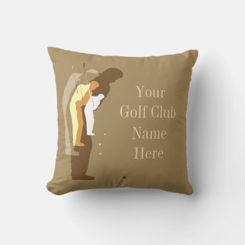 Personalised Golf Clubhouse Gold Throw Pillow