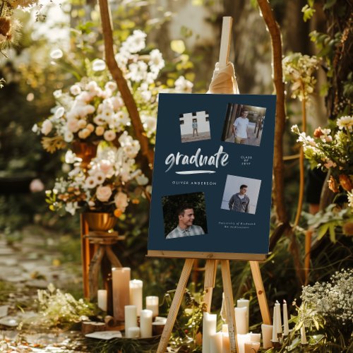 Personalised Graduate Navy Blue Custom Name Party Foam Board