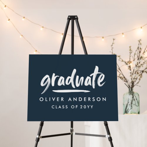 Personalised Graduate Navy Blue Custom Name Party Foam Board