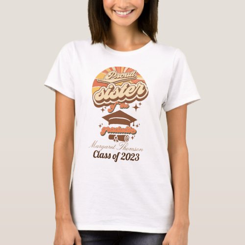 Personalised graduate proud sister groovy style T_Shirt