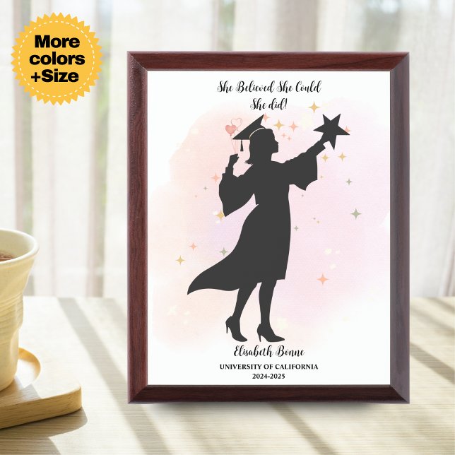 Personalised Graduation Print - She Believed Award Plaque (Personalised Graduation Print - She Believed She Could, Class of 2025, Law Degree, Best Friends)