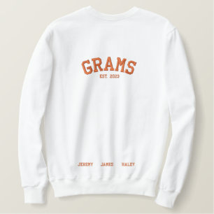 Personalised Grams est.  Embroidered Sweatshirt