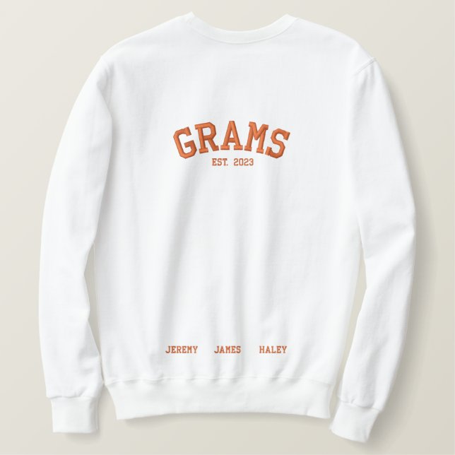 Personalised Grams est.  Embroidered Sweatshirt (Design Back)