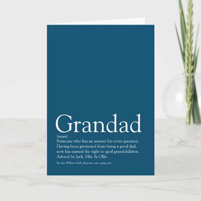 Personalised Grandad, Gramps, Grandpa definition Card