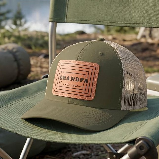 Personalised Grandpa Est. Year Leather Patch Hat (Creator Uploaded)