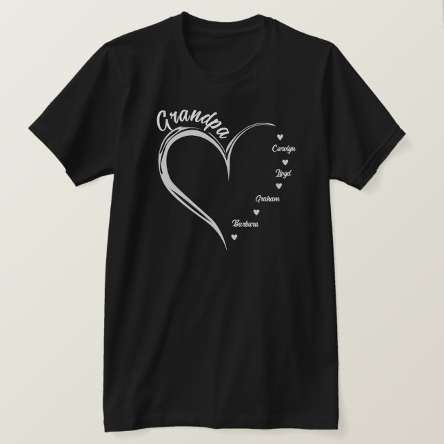 Personalised Grandpa Sweatshirt, Grandpa Heart T-Shirt (Design Front)