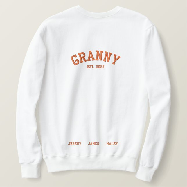 Personalised Granny est.  Embroidered Sweatshirt (Design Back)