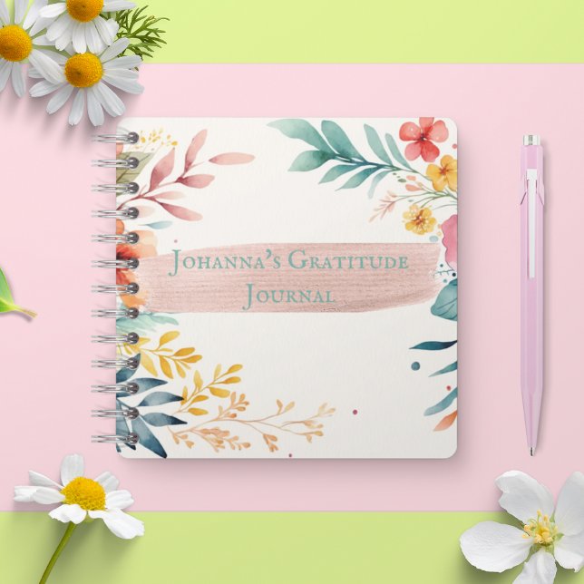 Personalised Gratitude Journal floral watercolour (Personalised Gratitude Journal floral watercolour)