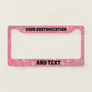 Personalised Gray and Pink Glitter Background License Plate Frame