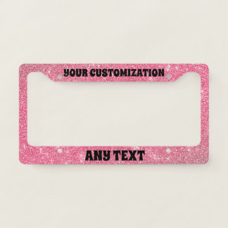 Personalised Gray and Pink Glitter Background License Plate Frame