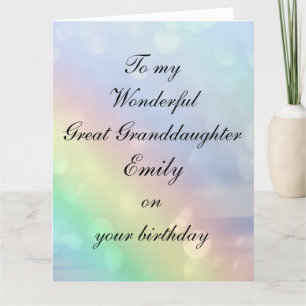 Personalised Great Granddaughter Birthday Card