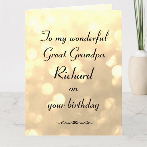 Personalised Great Grandpa Birthday Card