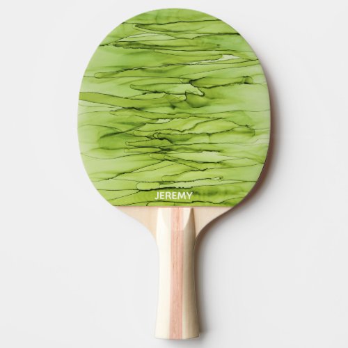 Personalised Green Abstract Alcohol Ink Art Ping Pong Paddle