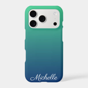 Personalised green and blue ombre iPhone 17 pro case