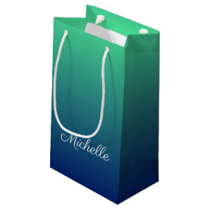 Personalised green and blue ombre small gift bag