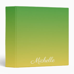 Personalised green and yellow ombre 3 ring binder