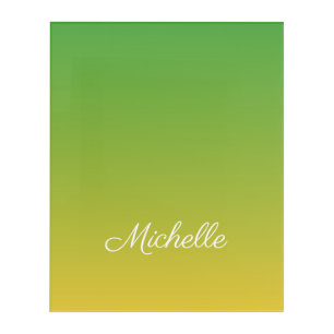 Personalised green and yellow ombre acrylic print