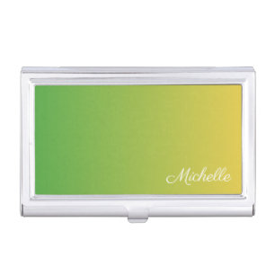 Personalised green and yellow ombre business card case