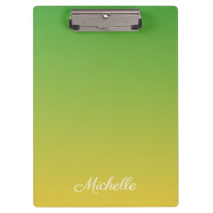 Personalised green and yellow ombre clipboard
