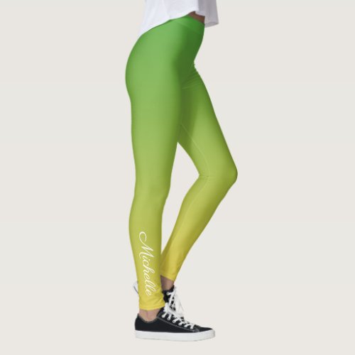 Personalised green and yellow ombre leggings