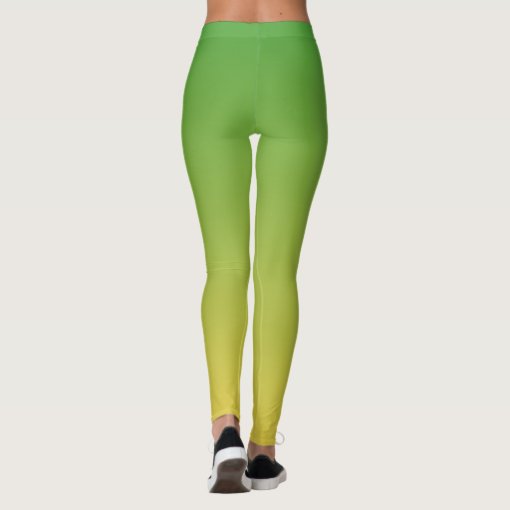 Personalised green and yellow ombre leggings | Zazzle