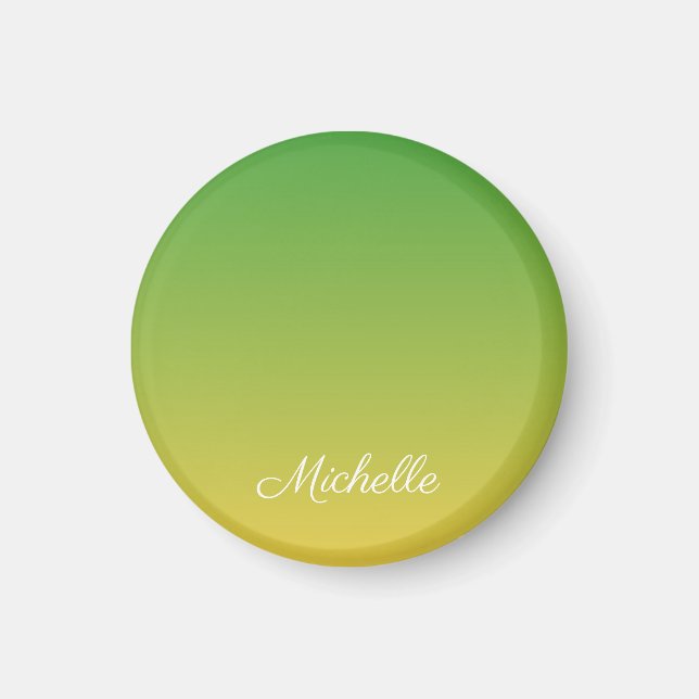 Personalised green and yellow ombre magnet (Front)